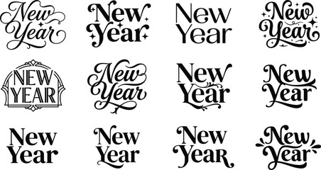 Obraz premium Elegant new year decorative text styles