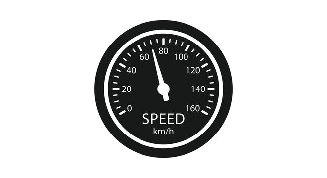 Speedometer gauge with needle black silhouette on white background