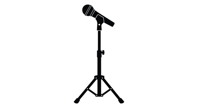 Microphone with stand silhouette on a white background