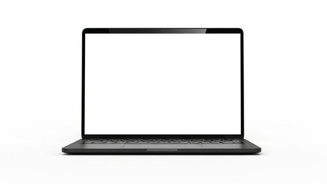 Black laptop computer with blank screen