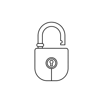 Unlocked Padlock Line Art Icon | Security, Freedom & Open Access Symbol Vector