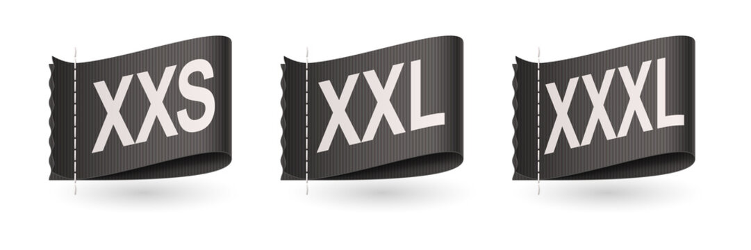 Clothing size labels for online shopping stores transparent background