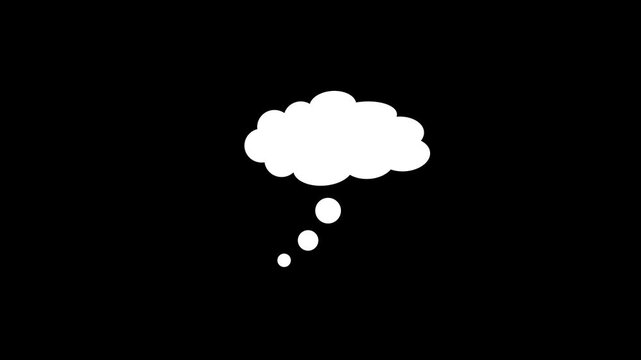 Thinking bubble or dynamic fast thought bubble animation.Blank speech dialogue animation, white speech bubble, bubble talk cartoon, animation of thinking cartoon cloud.