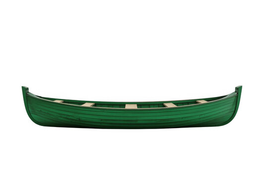 Green wooden rowboat cutout on transparent background