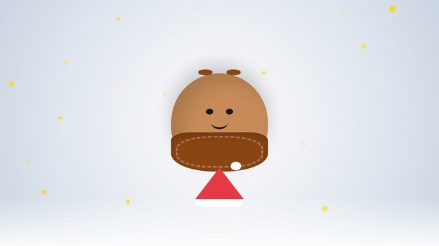 Cute Cartoon Acorn Character Balancing on a Red Triangle Shape.