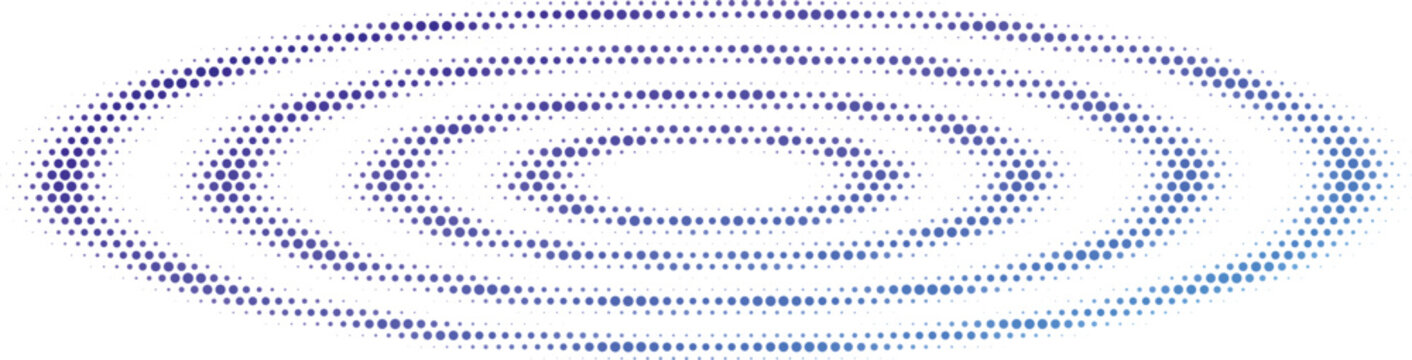 Concentric blue gradient dots forming ripples against a clean white background symbolizing connection and impact