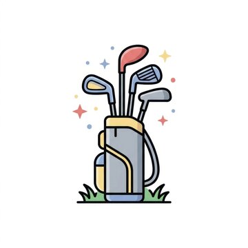 Vector illustration of a golf bag with various golf clubs