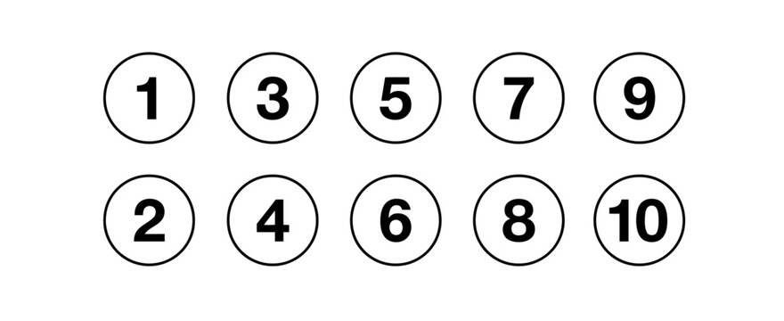 Numbered Circle Bullet Points Icon Set 1 To 10
