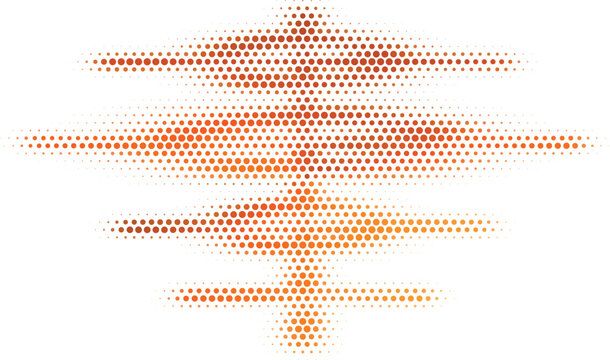 Abstract halftone pattern with warm gradient creating symmetrical sound wave effect