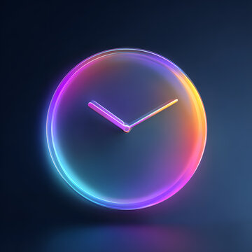 Modern Vector Clock Icon with Time Symbol and Round Button Design
