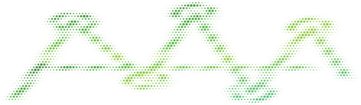 Abstract green gradient pattern forming a wave on white symbolizing growth and innovation