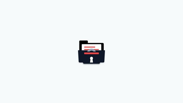 Document folder with digital security lock and key animation
