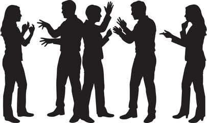 Naklejka premium Silhouette of people arguing, conflict and anger vector illustration, emotional expression