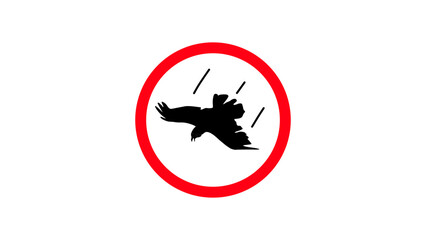 Naklejka premium sign of attack by crows, black and red isolated vector silhouette