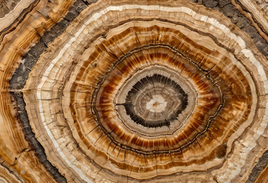 Petrified wood fossil growth rings texture background