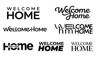 Fototapeta premium Set of welcome home typography lettering designs in various bold fonts