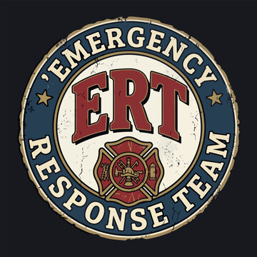 Emergency response team ert circular badge with firefighter cross emblem