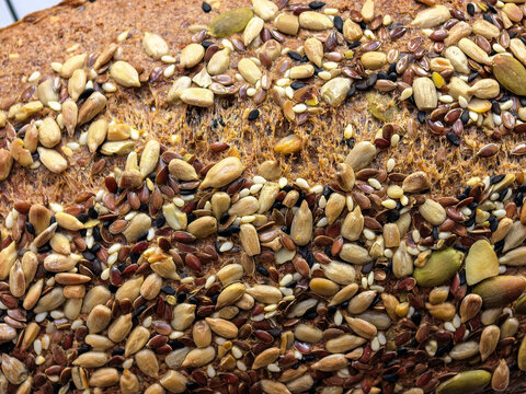 Extreme Close Up Of Keto Bread Seed Topping