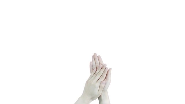 Hands Clapping Ovation Gestures Isolated Loop on White Background