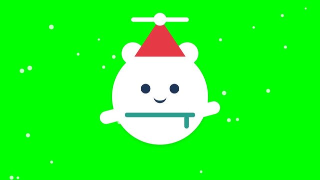 Animated Cute White Character with Propeller Hat and Zipper Mouth on Green Screen.