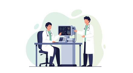 Fototapeta premium Doctors Monitoring Medical Equipment on Transparent Background