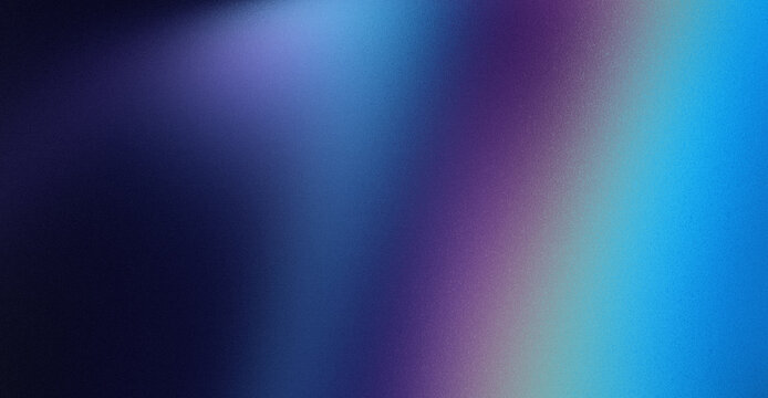 Abstract Deep Navy, Slate Blue, Violet Purple, and Bright Cyan Gradient Background Featuring Heavy Grainy Noise Texture with Soft Diagonal Light Beams