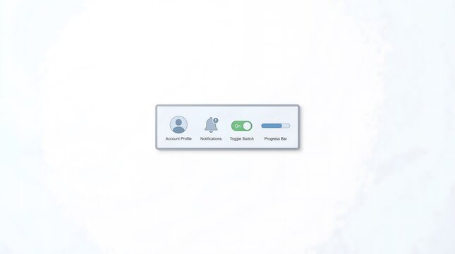 Minimalist User Interface Elements Featuring Profile Notification Toggle and Progress Bar