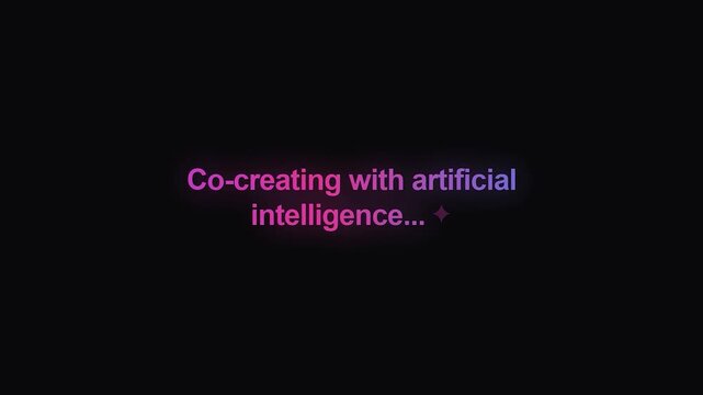 Artificial intelligence co-creation pink glow neon typography innovation technology concept background futuristic digital collaboration motion graphics