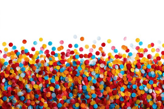 Colorful confetti border isolated on white background for party and celebration design