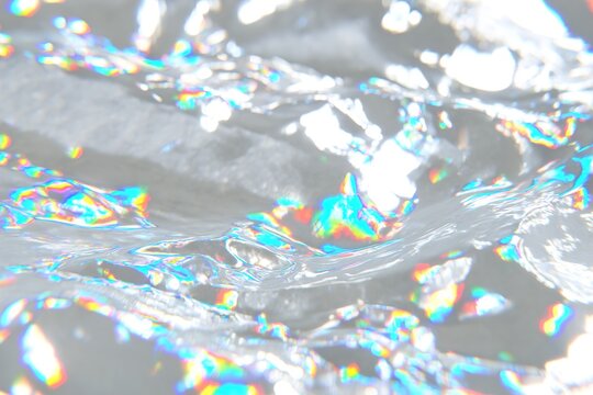 Abstract iridescent metallic drapery background with holographic light reflections