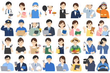 Fototapeta premium 多様な職業の人物アイコンセット