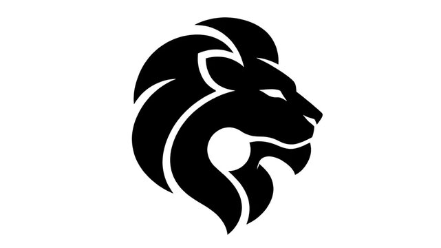 Minimalist black lion head profile vector logo