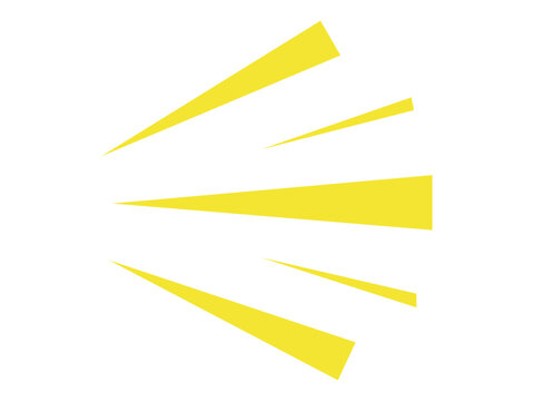 Yellow Sunburst Light Rays Vector Illustration Isolated on White