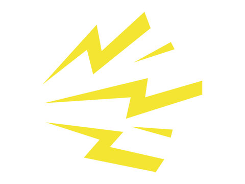 Yellow Lightning Bolt Flash Vector Illustration Isolated on White