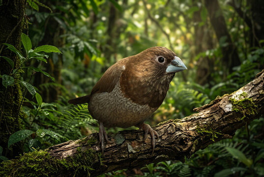 Java Sparrow Finch (Lonchura striata domestica) in a Natural Outdoor Habitat