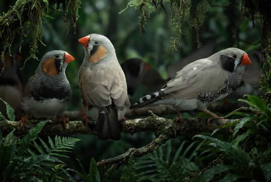 Zebra Finches (Taeniopygia guttata) in a Natural Australian Environment