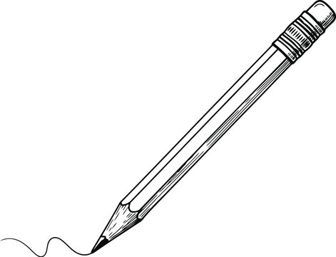 Hand drawn sketch of a graphite pencil creating a wavy line