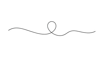 Obraz premium Simple line art element of a continuous swirling flourish or loop in black on a white background, useful for decorative borders.