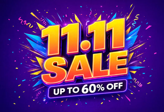 Bright and colorful explosive sale banner with up to sixty percent off discount promotion