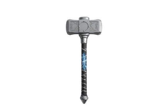 Mjolnir hammer with lightning power on transparent background