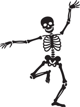 Black dancing skeleton figure isolated on transparent background, Vector, illustration
