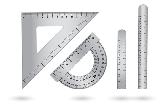 Silver drawing tools on transparent background for drafting designs