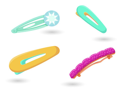 Colorful hair clips isolated on transparent background