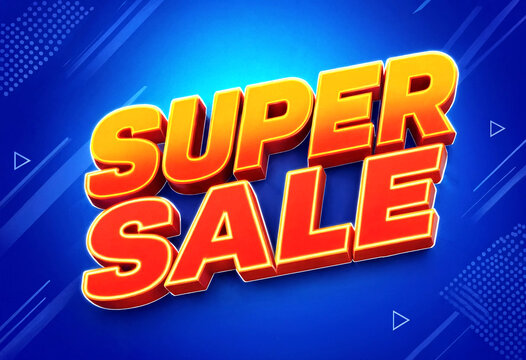 Bright and colorful super sale banner with bold threedimensional text design perfect for promotions