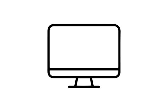Computer monitor icon in simple linear style isolated on white background for web design.