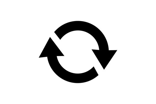 Black arrow in circle refresh icon vector, reload symbol, update sign on transparent background.