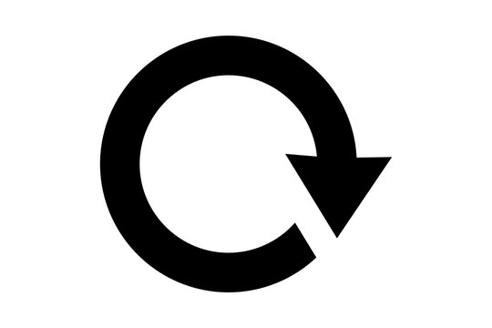 Black circular reload arrow icon on transparent background for website refresh command.