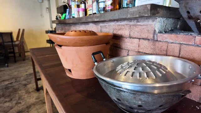 Traditional Thai Mu Kratha Barbecue Grill and Clay Stove