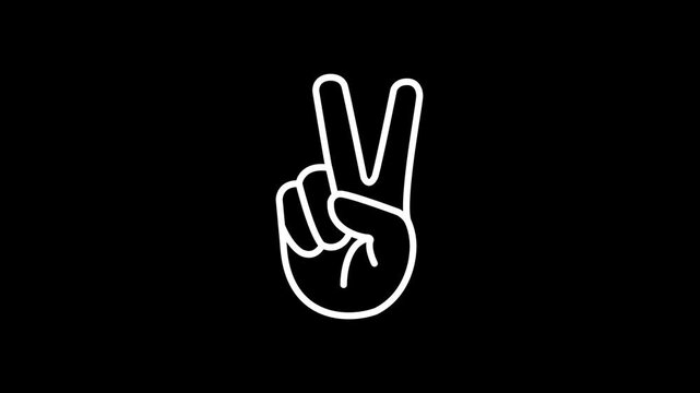 Hand gesture V sign for victory or peace flat vector icon for apps and websites on alpha transparent background.