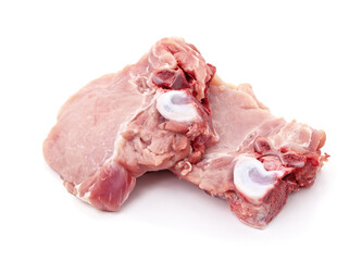 Fresh raw pork chops with bone isolated on white background. © ANASTASIIA